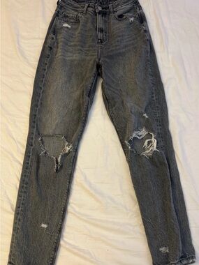 American Eagle Outfitters Washed Black Straight-Leg Jeans